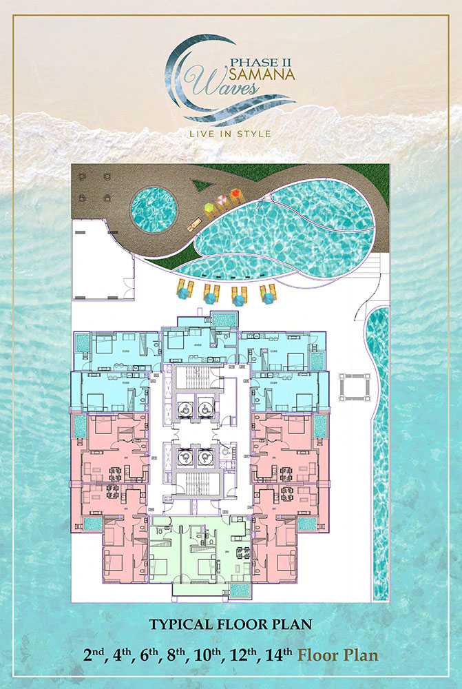 2nd, 4th, 6th, 8th, 10th, 12th, 14th Floor Plan